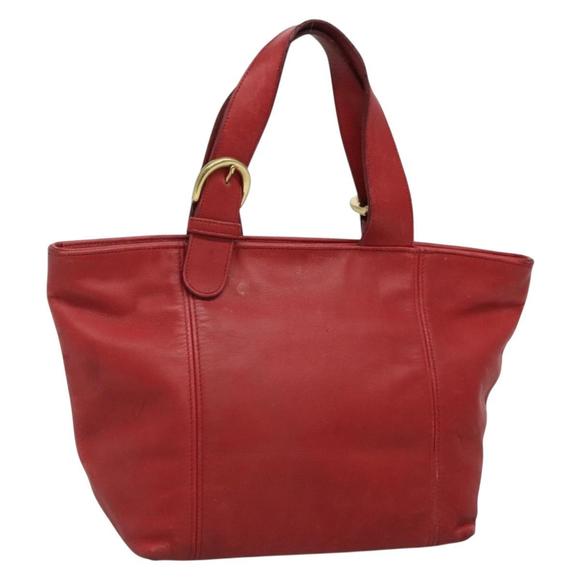 Coach Hand Bag Leather Red Gold Auth am8822 - Picture 1 of 16